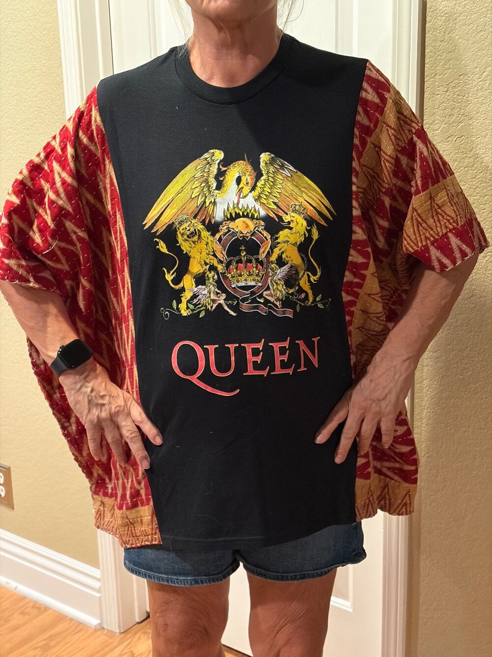 Queen Upcycled Kantha Tunic Top Shirt OS Handmade Bohemian Hippie